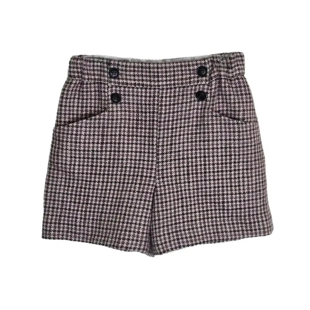 Bonpoint Girls Beige Wool Blend Houndstooth Shorts Child Size 10